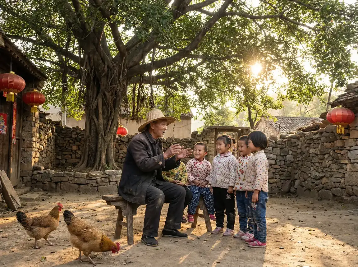 老人在大榕树下给孩子们讲故事 - 这个杀手不太冷静完整版在线观看 乡村记忆